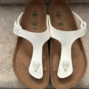BIRKENSTOCK PAPILLIO GIZEH BIRKO PLATFORM SANDALS IN WHITE NEW NWOT SIZE38